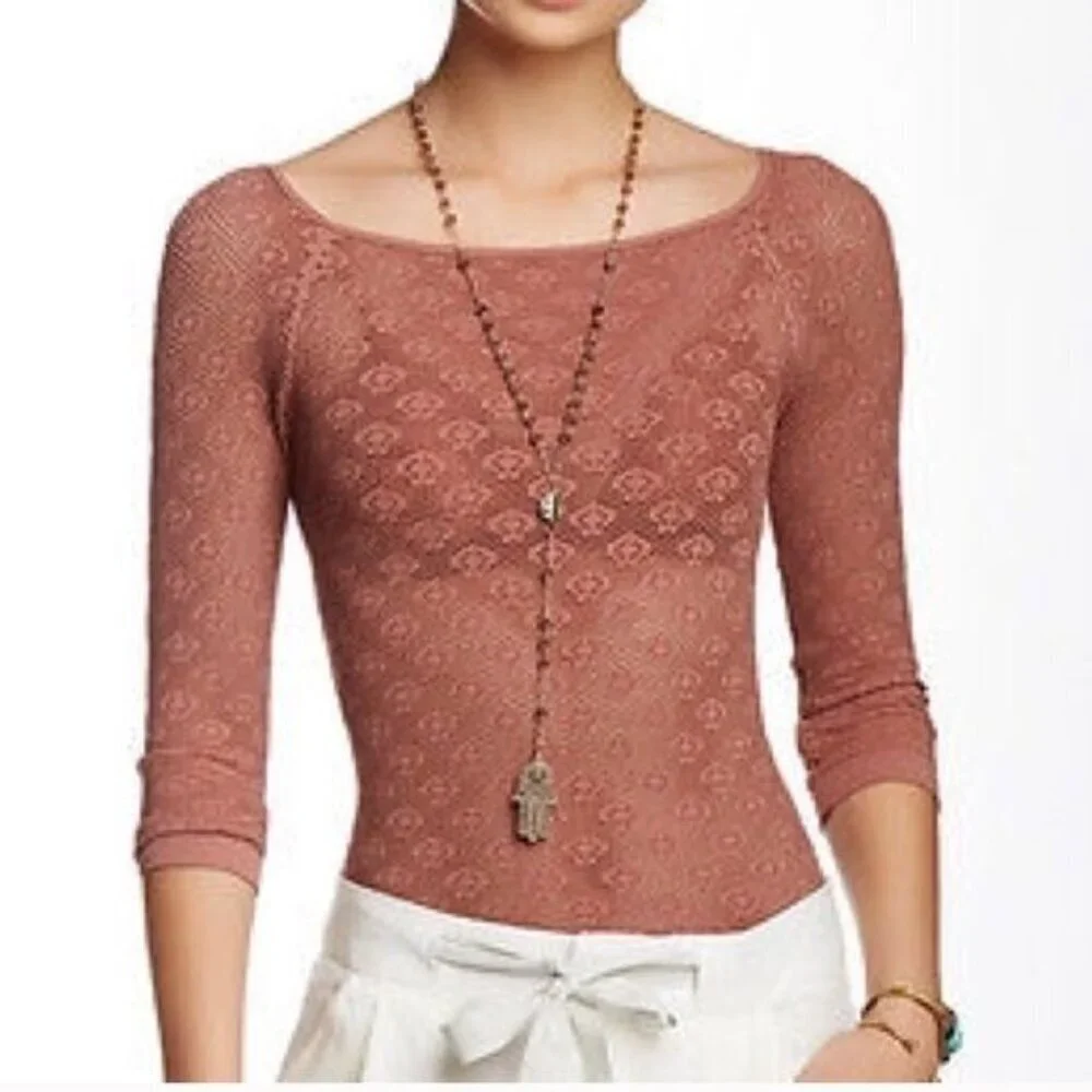 Free People Intimately Pink Seamless Bodycon Blouse